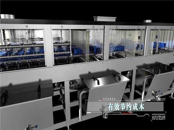 大型周轉(zhuǎn)箱清洗機，不銹鋼自動噴淋料筐清洗機，高溫殺菌清洗機